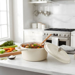 4.75l Enameled Cast Aluminium Dutch Oven Pot With Lid | Cream