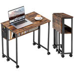 80 Cm Foldable Computer Desk On Wheels For Small Spaces | Brown