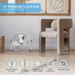 Air Pro 14/16/20" Circular Floor Fan - Powerful Air Cooling Fan With 3 Speed Settings