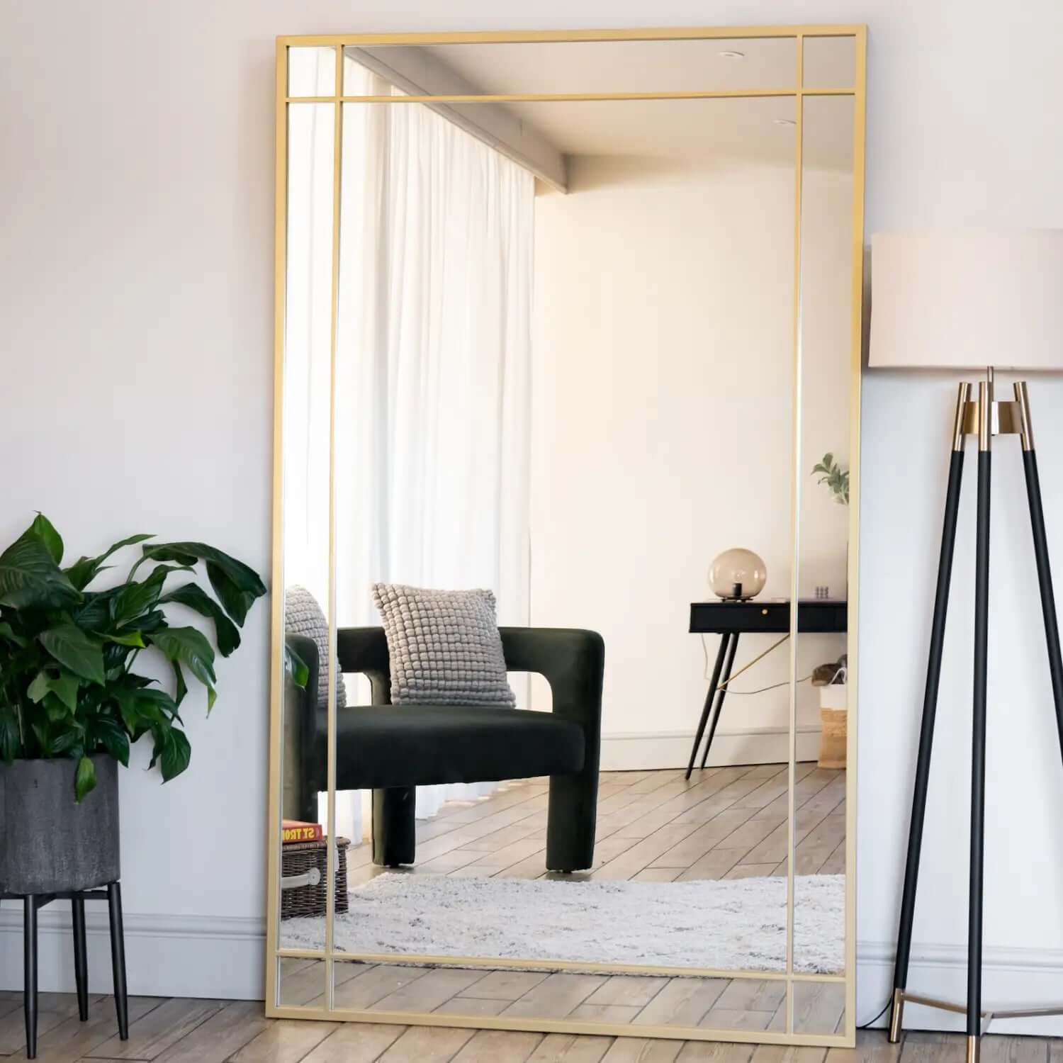 Aimi - Gold Metal Rectangle Window Mirror | 180cm x 90cm