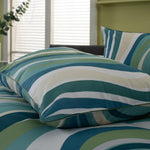 Smith Wave Cotton Green Printed Piped Reversible Duvet Set | Single | Green