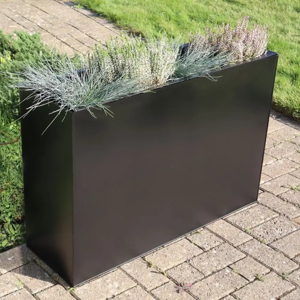 Long Zinc Galvanised Tall Trough Planter | 90cm x 30cm x 60cm | Matte Black