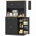 Pantry Storage Cabinet With Adjustable Shelves And 4 Door Racks | Black