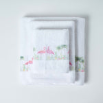 HOMESCAPES White Flamingo Hand Towel