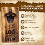 Wicked Gizmos Wall Mounted Wooden Bottle Opener With Metal Opener