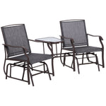 Double Glider Companion Rocking Garden Chairs Loveseat | Gray