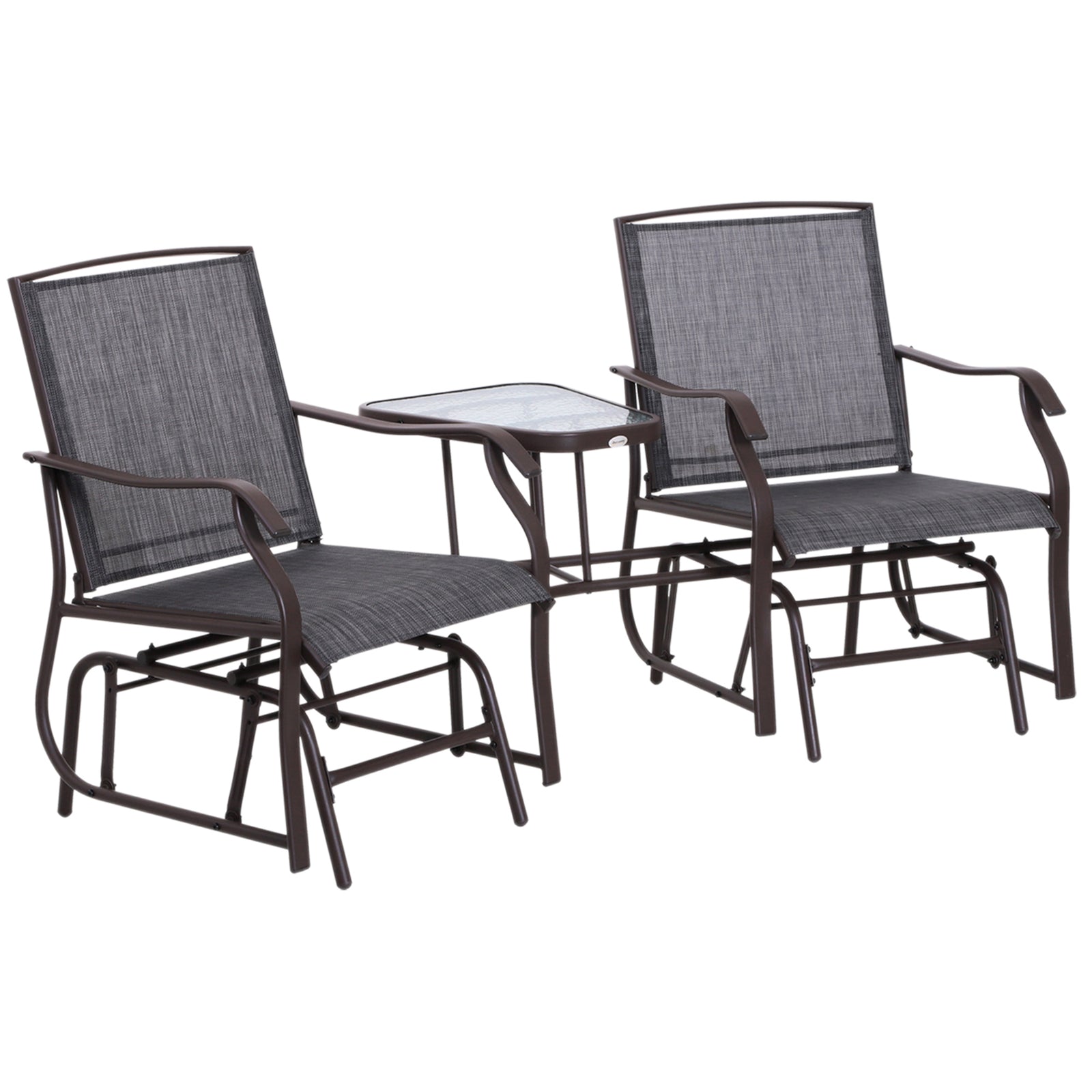 Double Glider Companion Rocking Garden Chairs Loveseat | Gray
