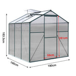Polycarbonate Greenhouse– Aluminum Frame Walk-in Greenhouse With Sliding Door & Ventilation Window For Plants & Flowers, Green, 6 x 6ft