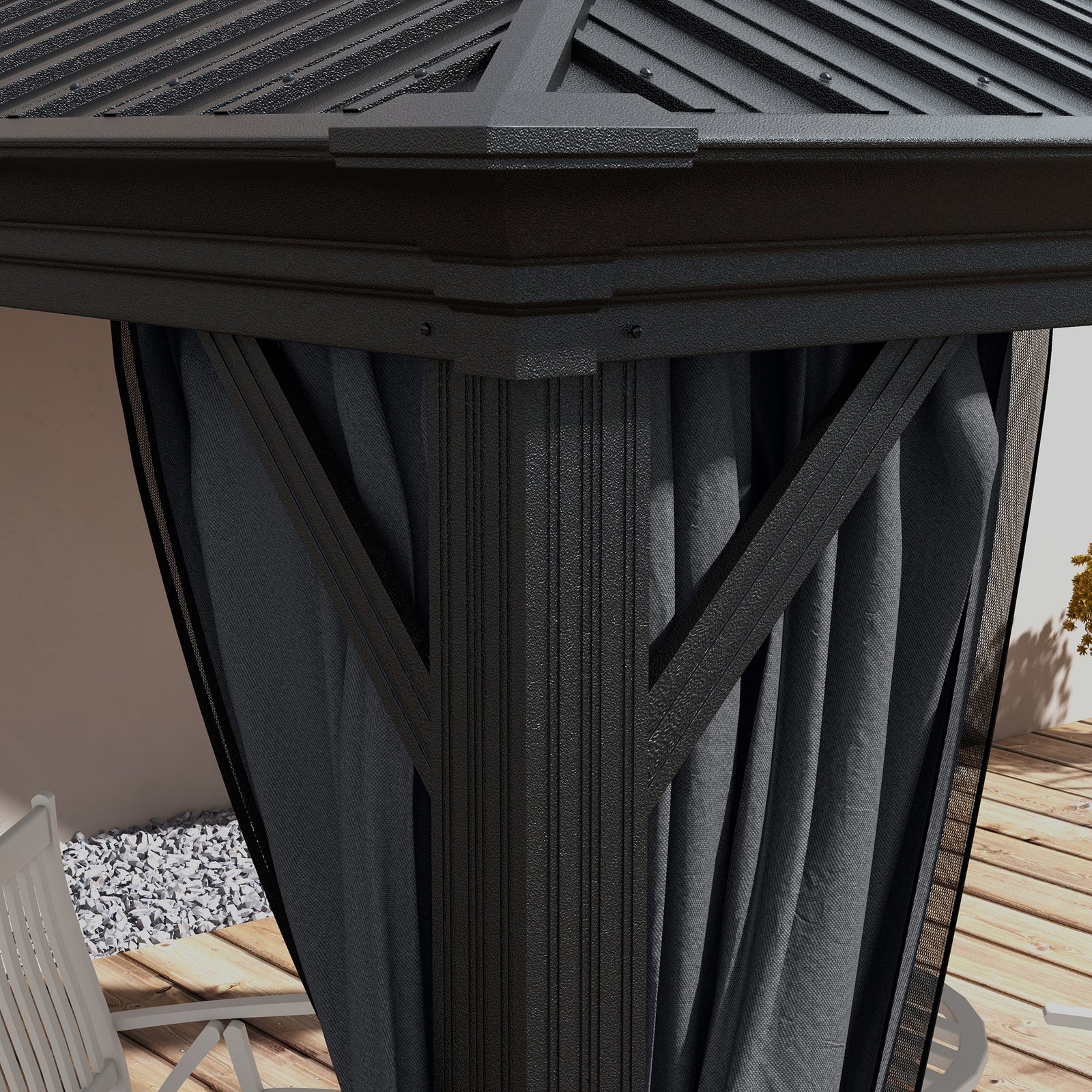 3 X 3.7m Aluminium Outdoor Hardtop Gazebo Canopy 2-tier Roof
