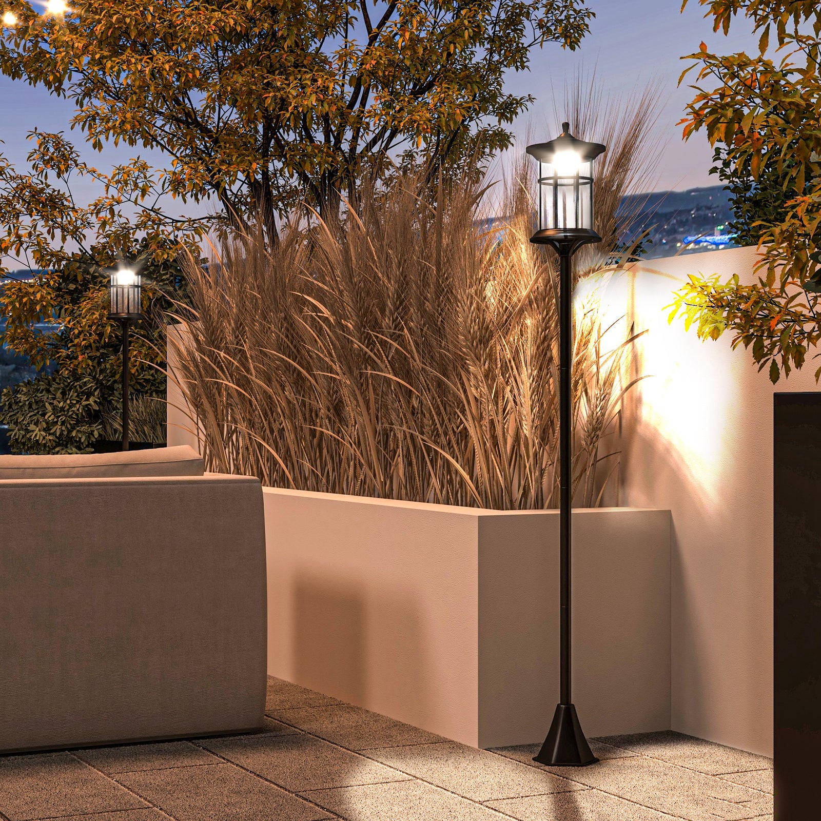 2 Pack 1.8m Led Garden Lamp Post, Solar, Ip44, Cool White