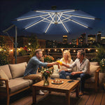 3 M Garden Cantilever Parasol With Solar Light, Rotation | Navy Blue