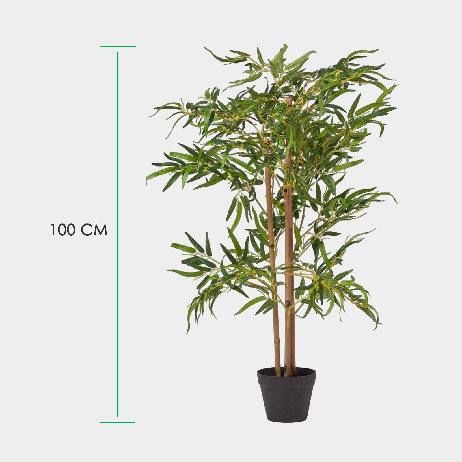 Artificial Green Handcrafted Tall Bamboo Tree In Black Pot, 100 Cm
