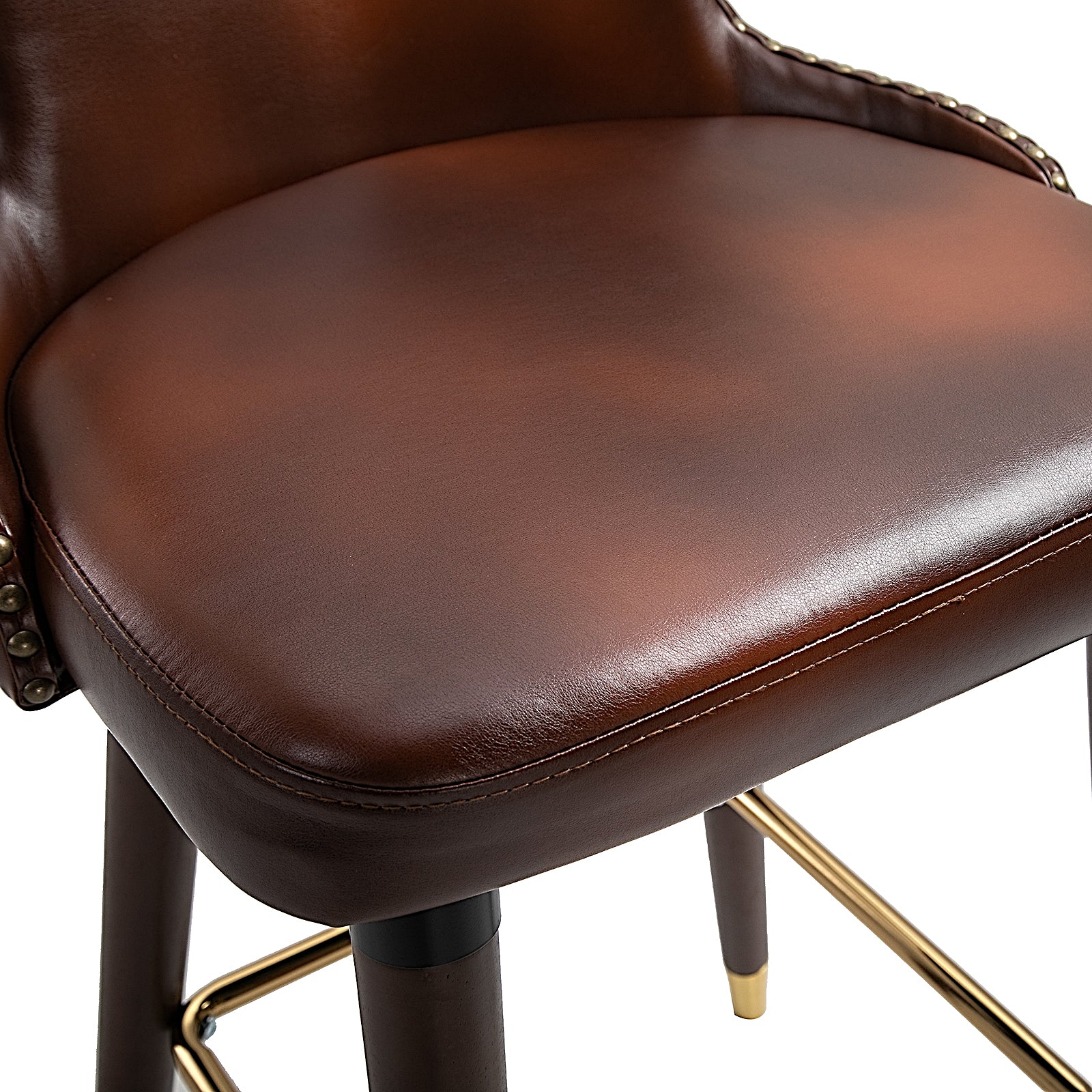 Luxury Bar Stools Set Of 2 Pu Leather Brown