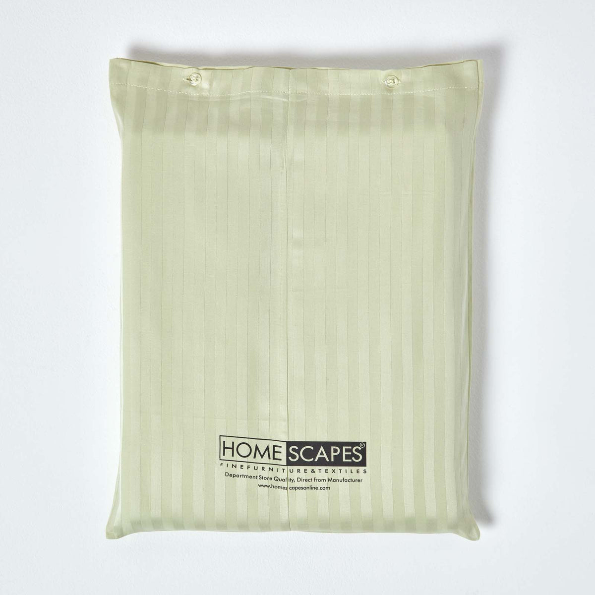 Egyptian Cotton Stripe Duvet Cover With Pillowcase, 330 Tc | Single | Sage Green