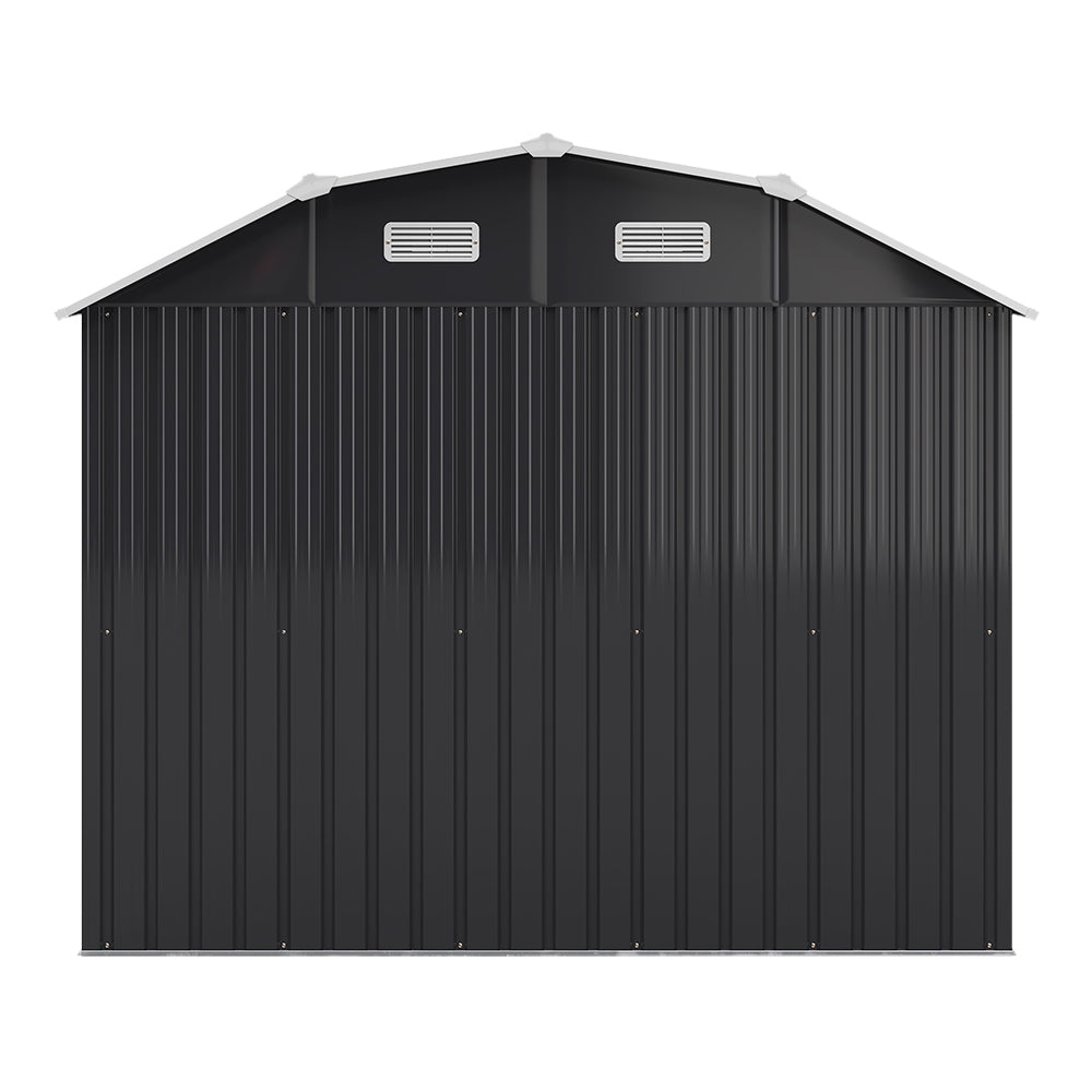 7.72 Ft X 4.3 Ft Outdoor Metal Storage Shed With Double Sliding Doors And Vents - Waterproof Garden Tool Organizer With Foundation And Shelving