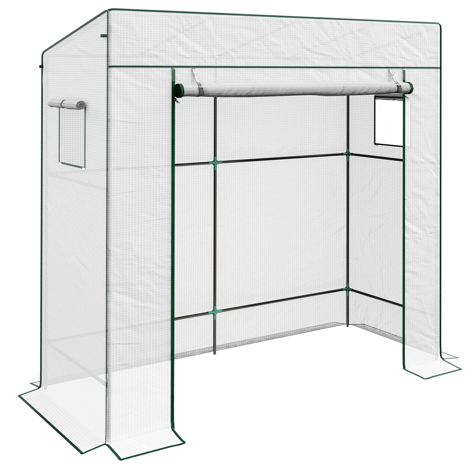 Lean-to Tomato Growhouse W/ Roll-up Door | White