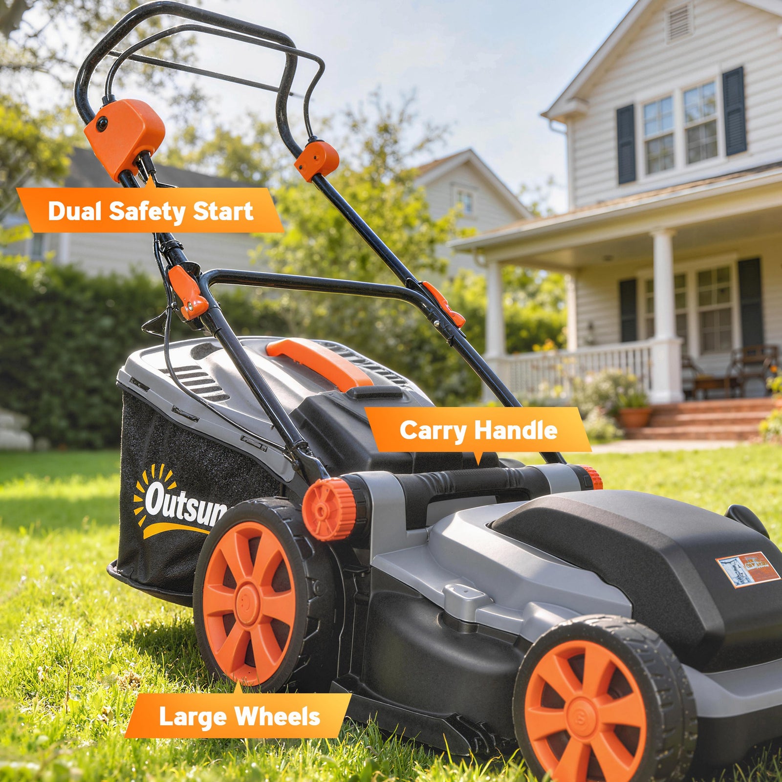 1800w Electric Lawnmower With 40cm Cutting Width, Mulching Feature