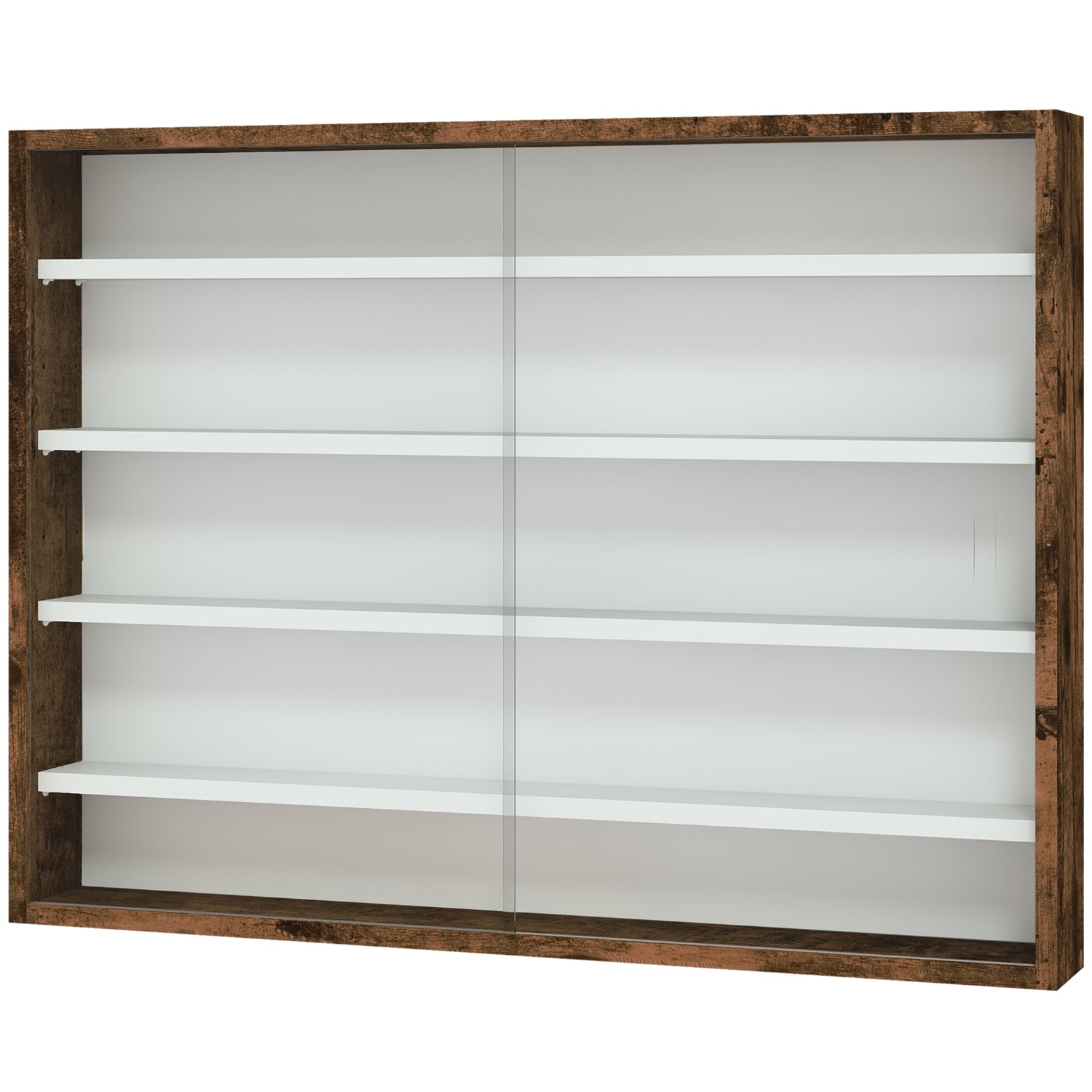 5-tier Wall Display Shelf Unit Cabinet W/ Shelves | Brown