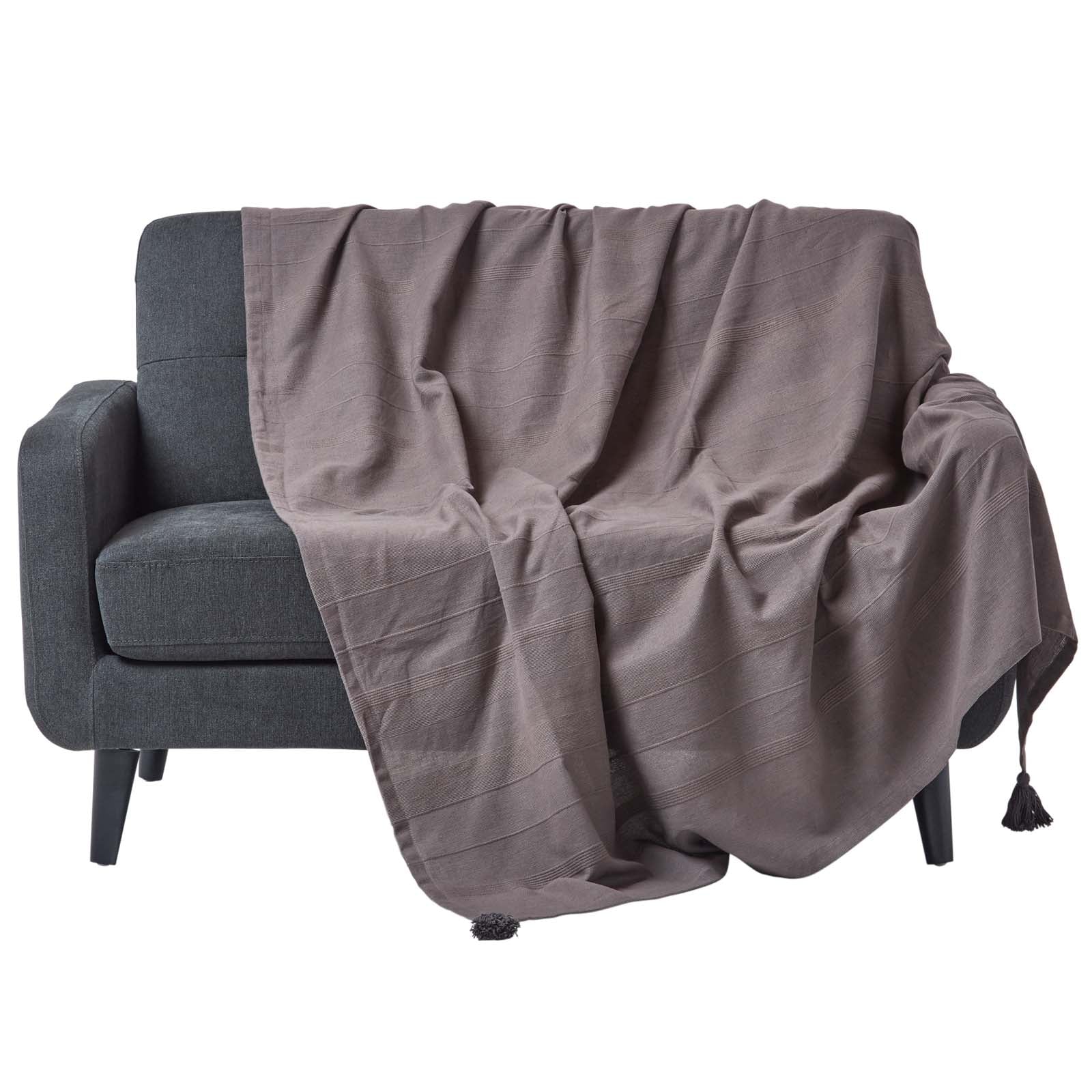 Cotton Rajput Ribbed Throw | 225cm x 255cm | Sea Grey