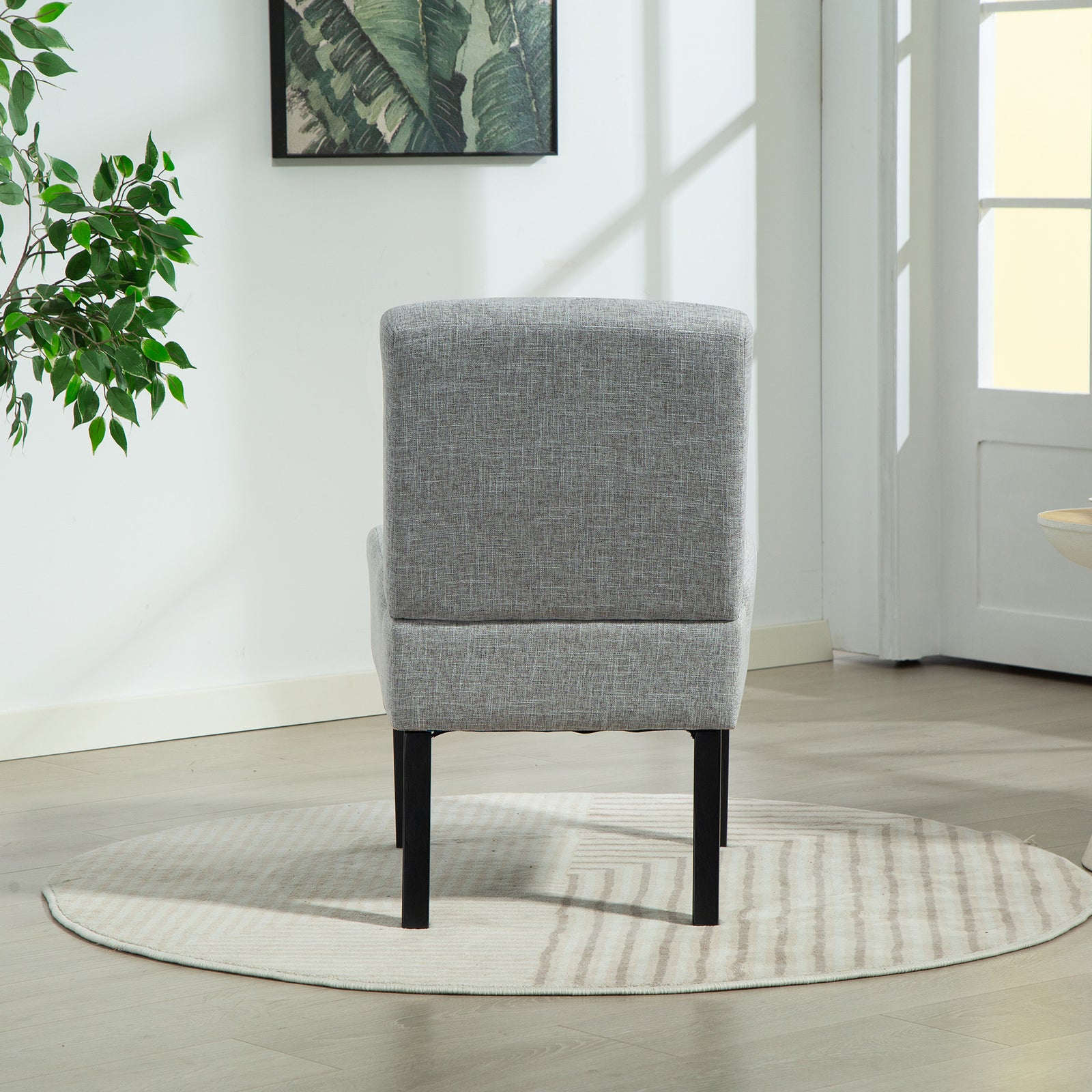 Elara Fabric Armless Accent Chair | Light Grey