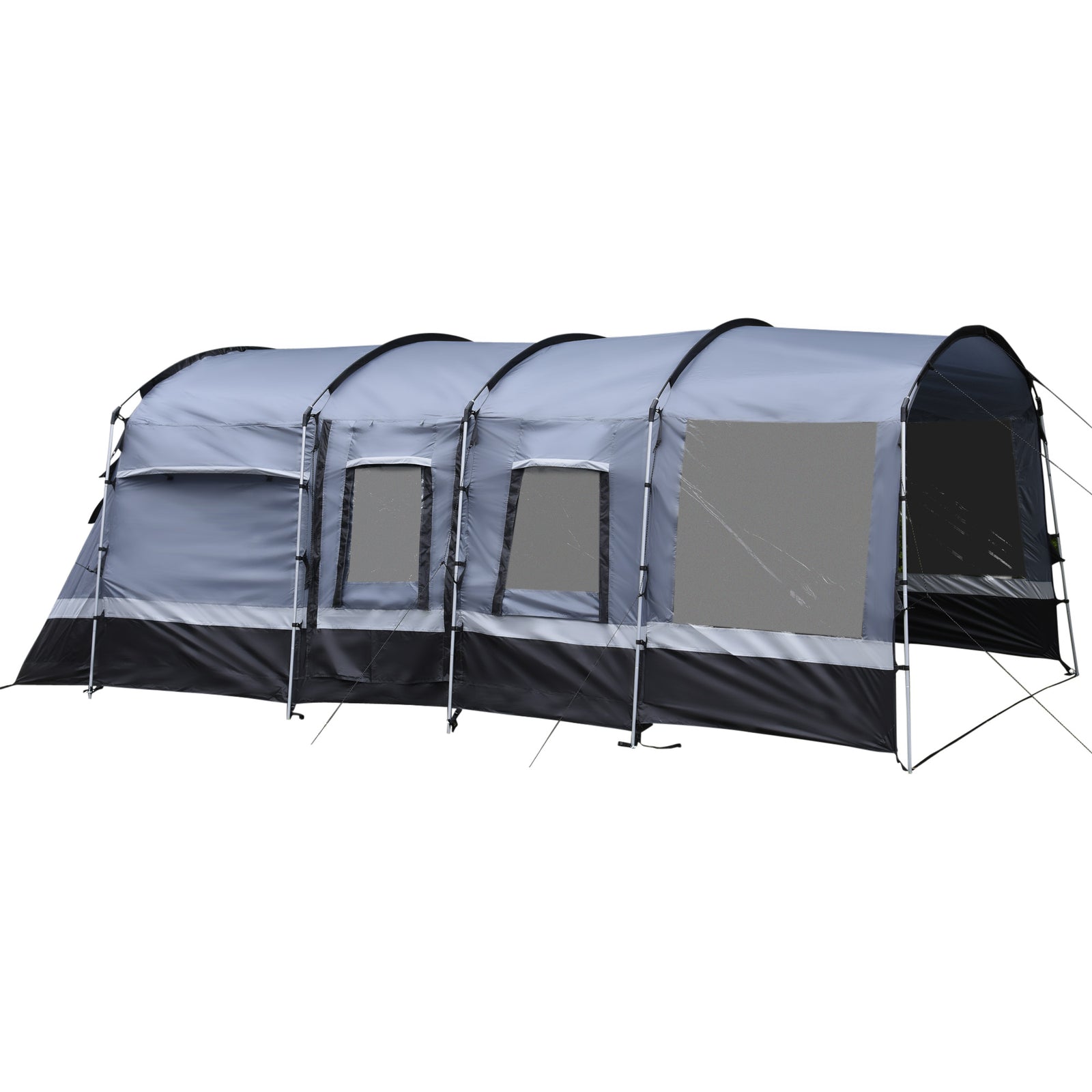 8-person Camping Tent Tunnel Design With 4 Large Windows