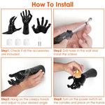 3 Pack Wall-mounted Creepy Reaching Hands With Led Candles Halloween Decors