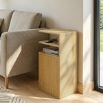 Slim Bedside Table Set Of 2 With Open Cubbies And Cupboard | Oak