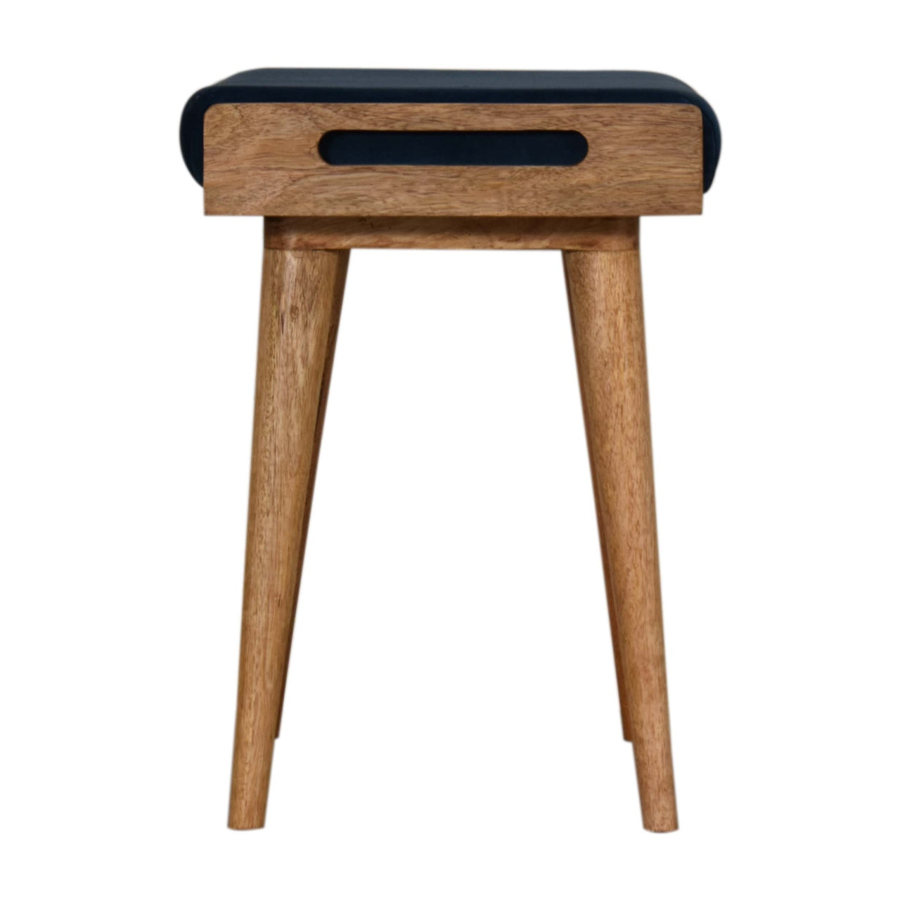 Solid Mango Wood Teal Velvet Tray Style Footstool