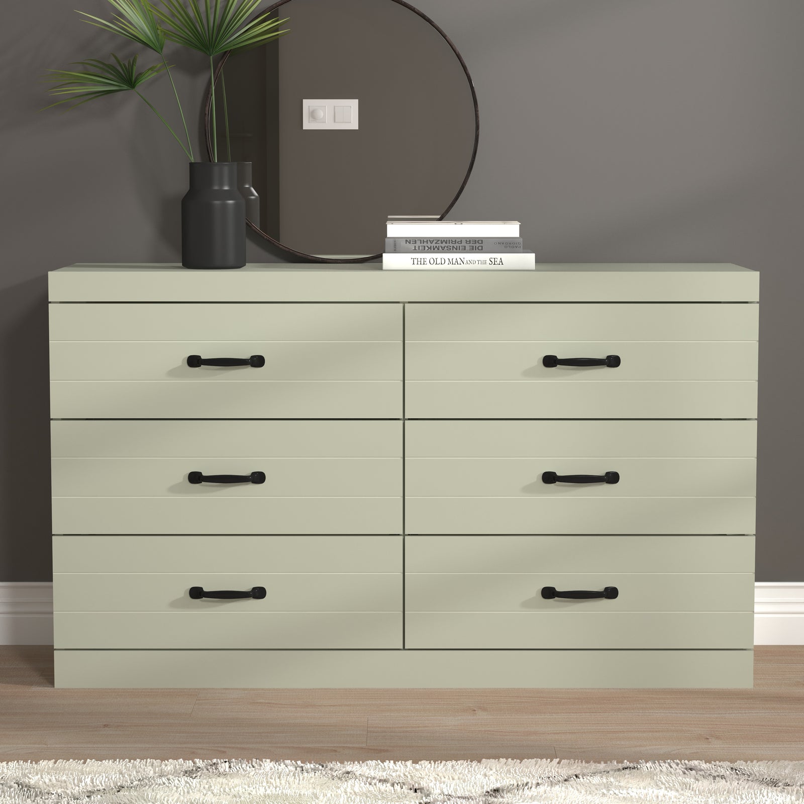 3+3 Drawer Chest - Storage Dresser For Bedroom | Green