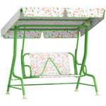 Kids Garden Swing Seat, Outdoor Swing Chair With Adjustable Canopy | Green