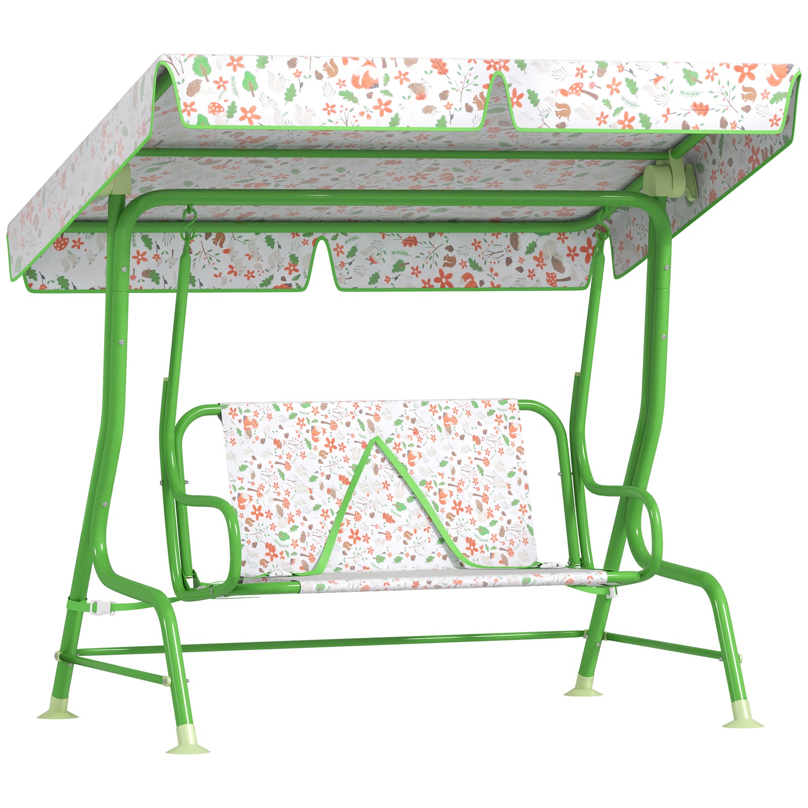 Kids Garden Swing Seat, Outdoor Swing Chair With Adjustable Canopy | Green
