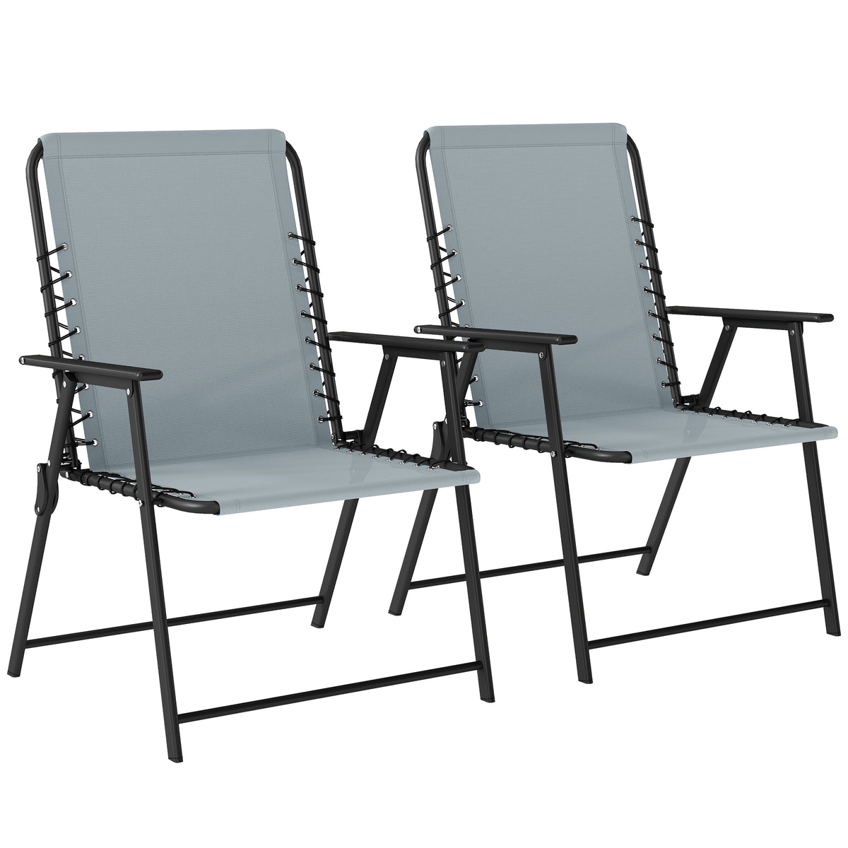 Folding Garden Chairs, Outdoor Chairs Set | Set of 2 | Grey