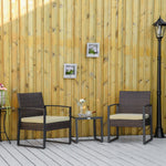 3pc Rattan Patio Bistro Set 2 Chairs Coffee Side Table Set | Beige