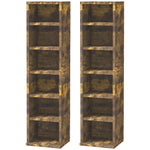 Set Of 2 Cd Storage Units With Adjustable Shelves | One Size | Brown