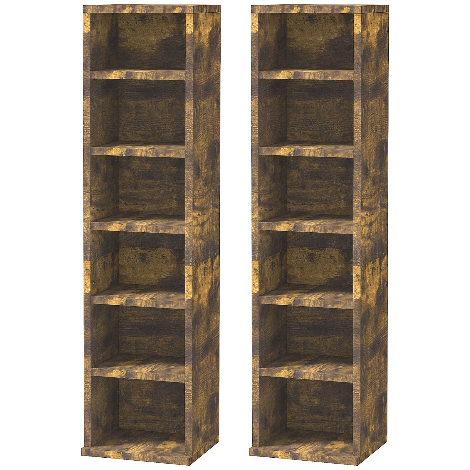Set Of 2 Cd Storage Units With Adjustable Shelves | One Size | Brown