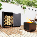 4ft Firewood Rack W/ Canvas Carrier & Cover