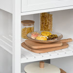 HOMCOM Rolling Kitchen Trolley With Rubber Wood Top