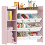 Toy Storage Unit With 8 Removable Bins, Storage Shelves, Cabinet | Pink