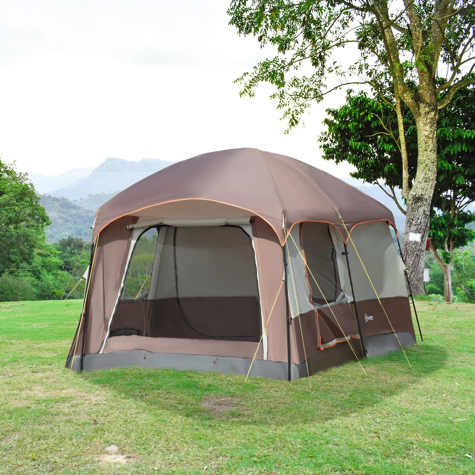 3-4 Man Two Room Camping Tent W/ Vestibule And Portable Bag