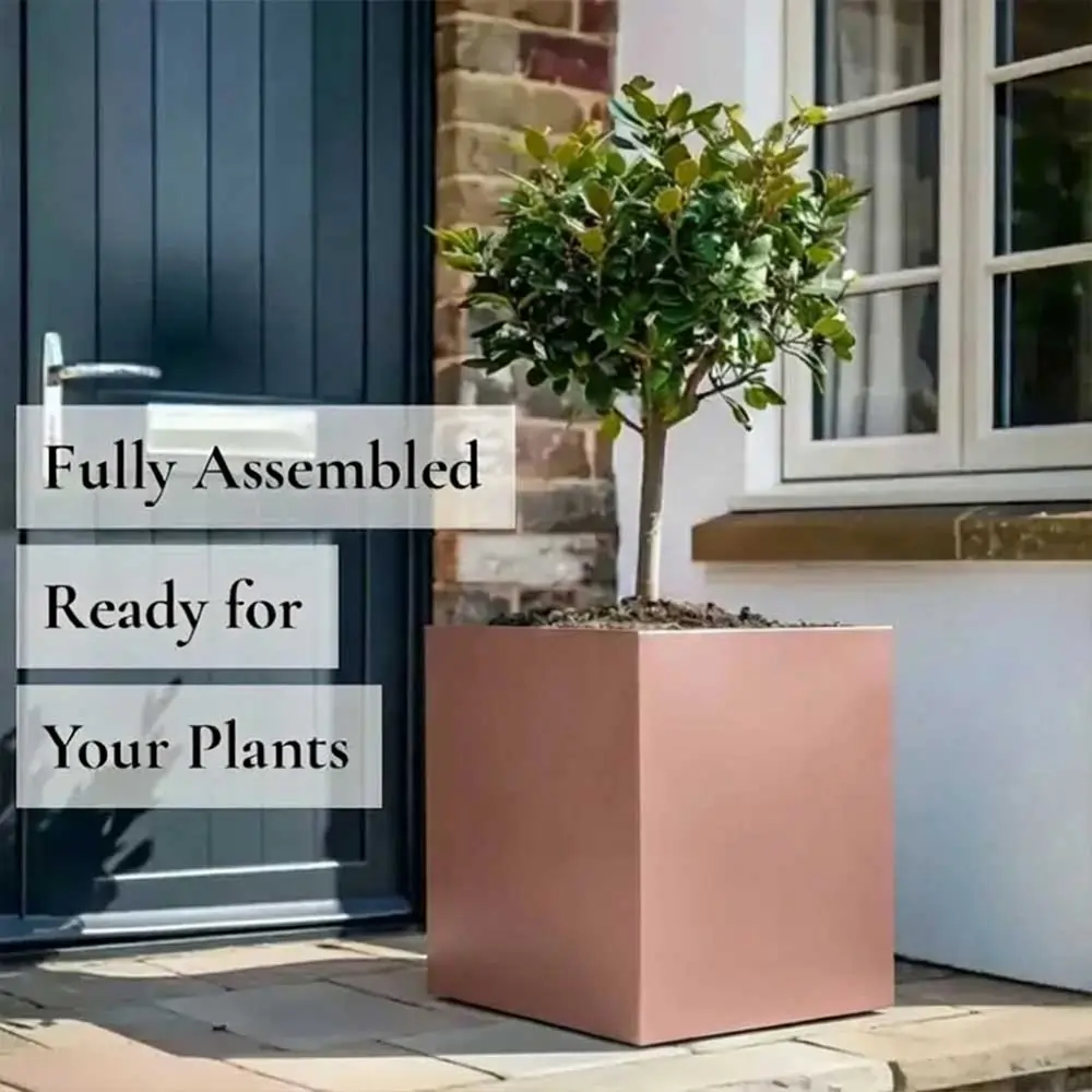 Zinc Galvanised Square Planter | 50cm x 50cm x 50cm | Rose Gold