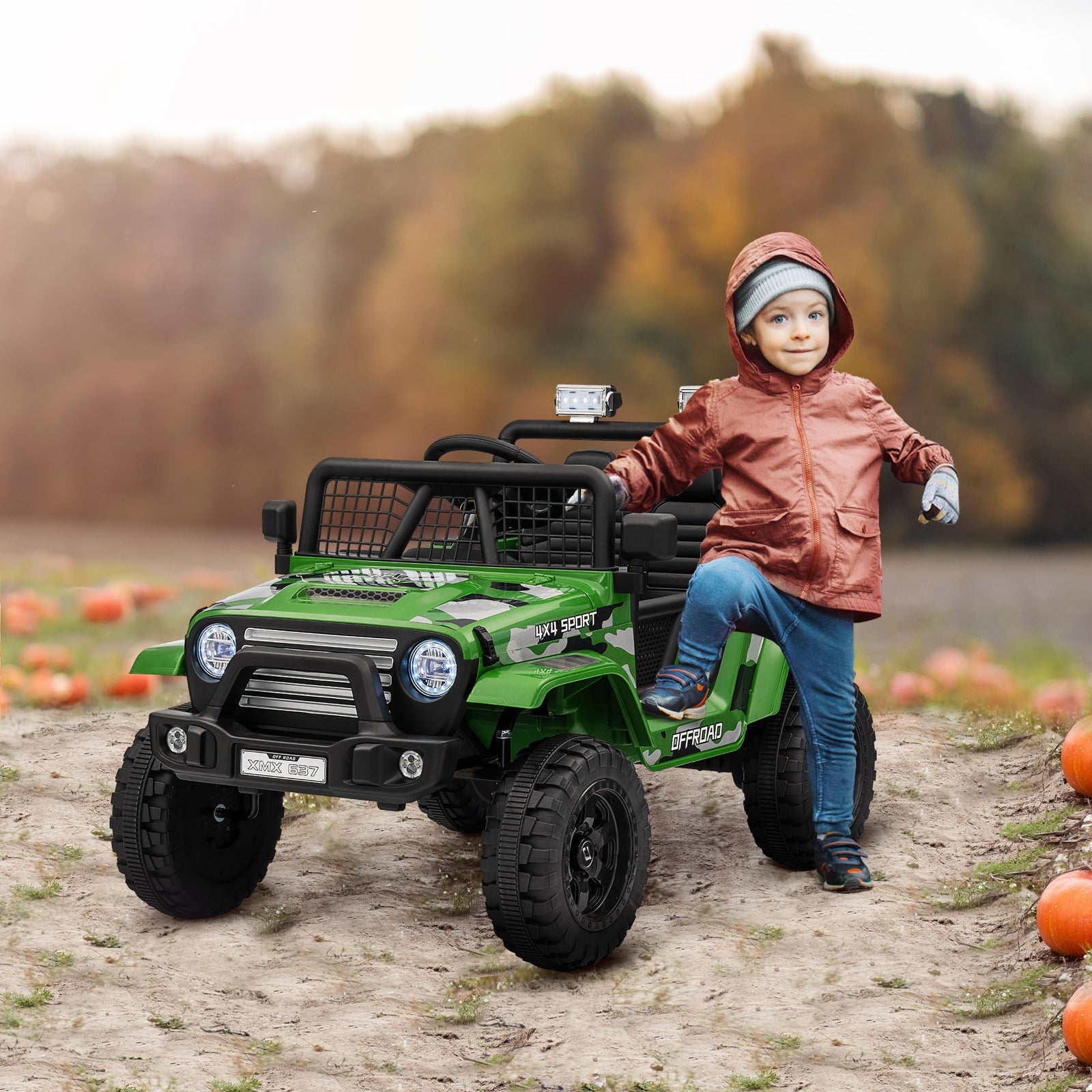 Kids Ride On Car, 12v Electric Truck W/ Suspension | Green