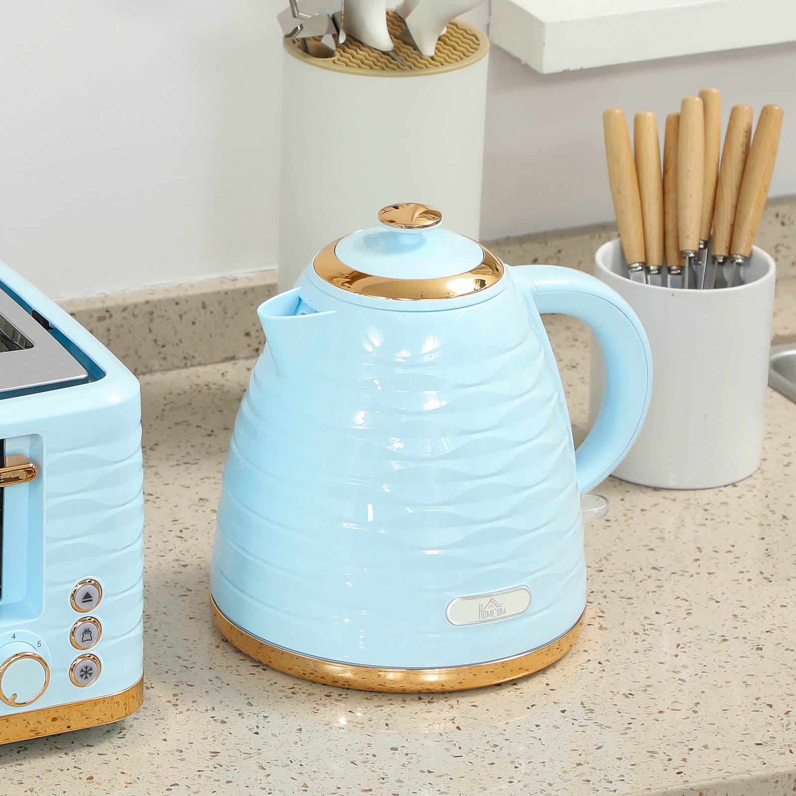 Kettle & 4 Slice Toaster Set | Blue