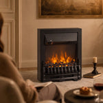 Electric Fireplace Stove Freestanding And Inset, 1000w/2000w, Black