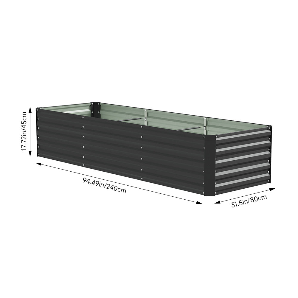 Rectangular Garden Bed – Durable Steel Planter With Safe Edges, 240cm W X 80cm D X 45cm H, Spacious Vegetable Growing Area
