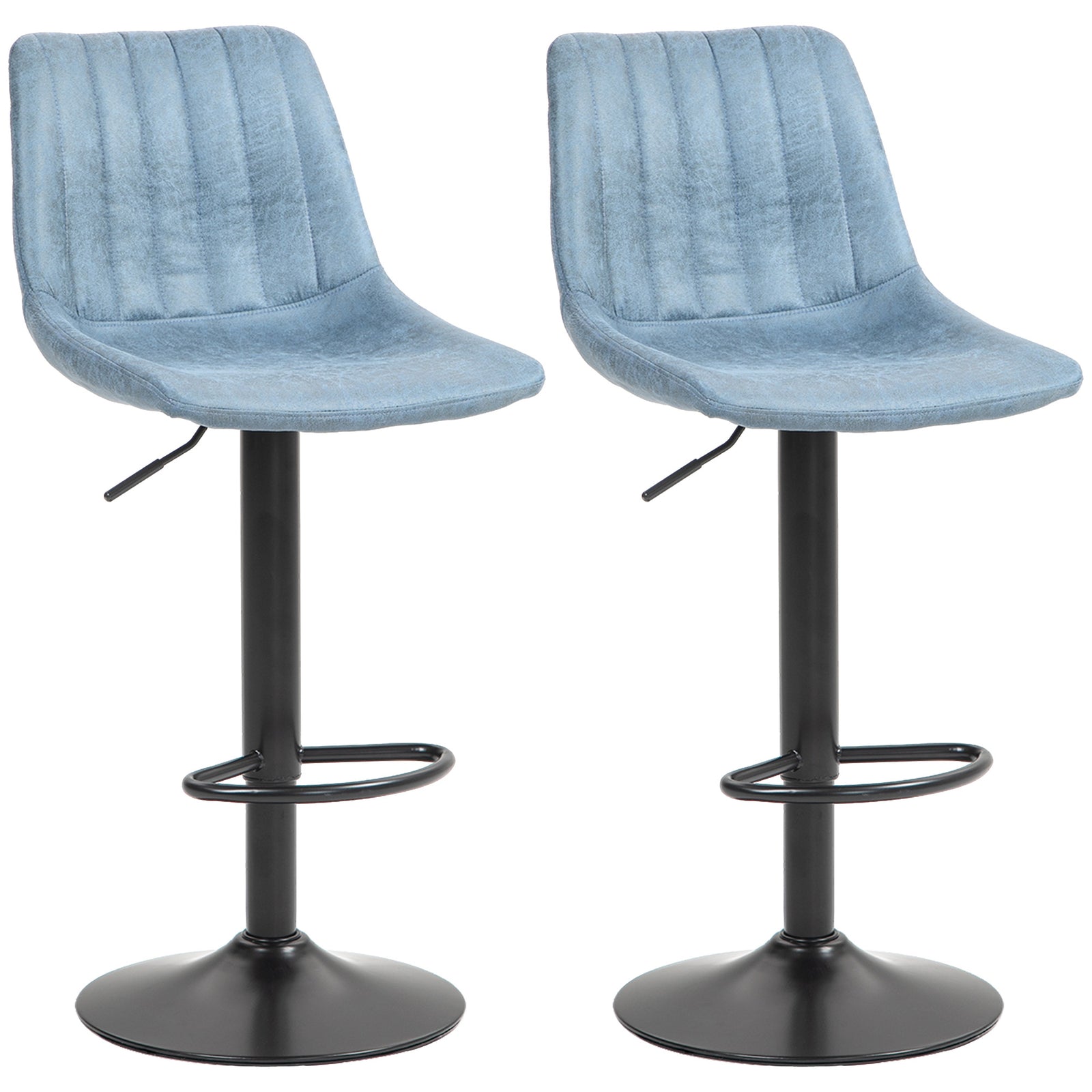 Set Of 2 Microfibre Retro Tub Bar Stools | Blue