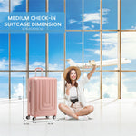 Medium 26" Hard Shell Check In Suitcase 8 Spinner Wheels Hold Luggage | Medium | Rose Gold