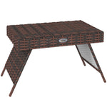 Foldable Outdoor Coffee Table, Steel Rattan Side Table | Brown
