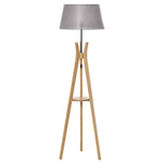Tripod Floor Lamp Light E27 Base With Fabric Shade Shelf | One Size | Gray