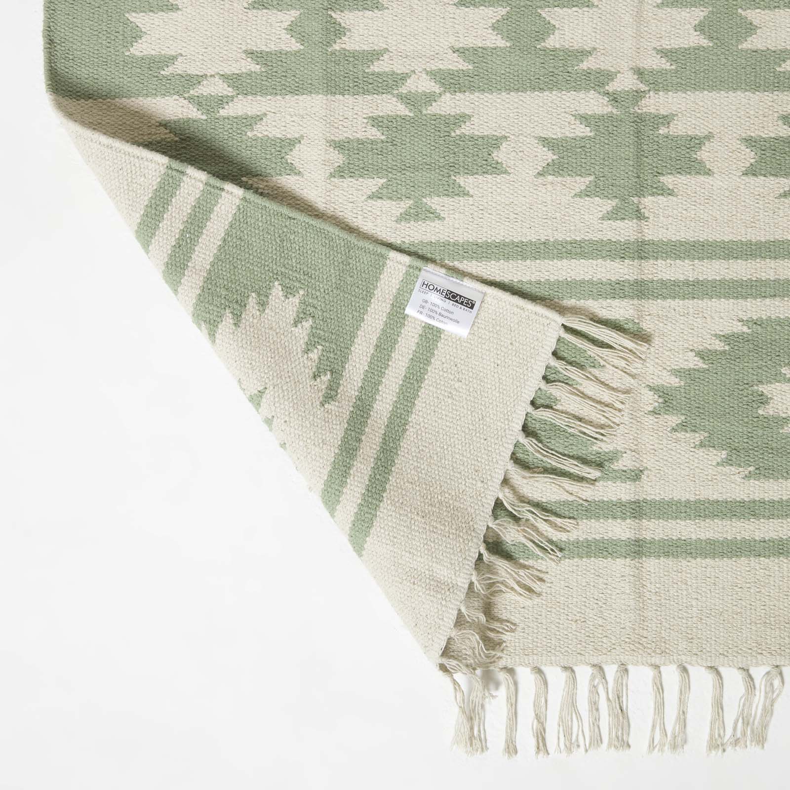 Turin Green & Natural Kilim Cotton Rug | Extra Large | Green