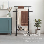 Towel Rail Metal Rack With Basket 3-tier Storage Anti-slip Foot Black | Black